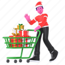 shopping christmas gift, shopping, trolley, gift, present, christmas, xmas, merry christmas, celebration 