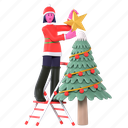 instal a star on a christmas tree, decorating christmas tree, decorating, christmas tree, lamp, christmas, xmas, merry christmas, celebration 