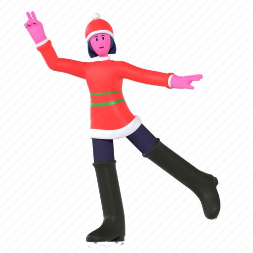 Ice skating, ice skate, skating, play, snow, christmas, xmas 3D illustration - Download on Iconfinder