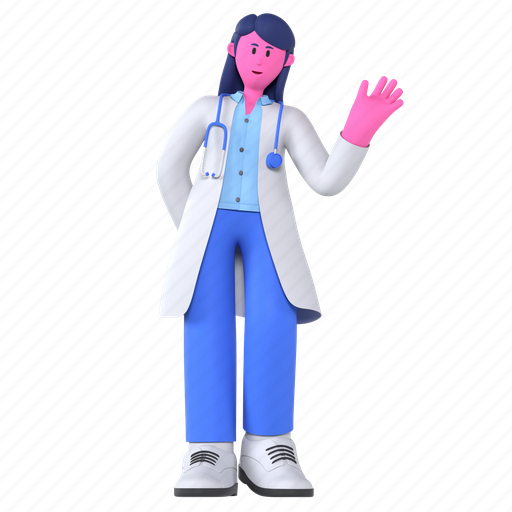 Hello, greeting, doctor, profession, hi, medical, hospital 3D illustration - Download on Iconfinder