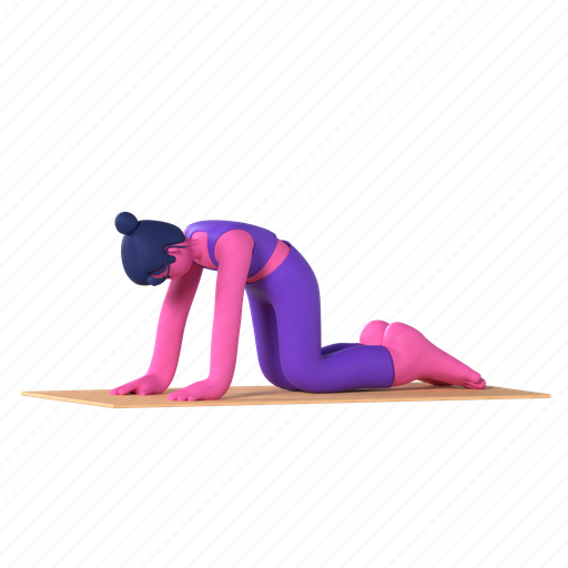 Cat pose, marjaryasana, yoga, yoga pose, meditation, wellness, relaxation 3D illustration - Download on Iconfinder