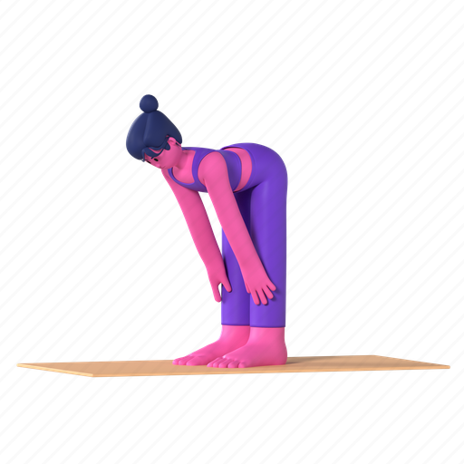 Half forward bend pose, standing half forward bend pose, ardha uttanasana, yoga, yoga pose, meditation, wellness 3D illustration - Download on Iconfinder