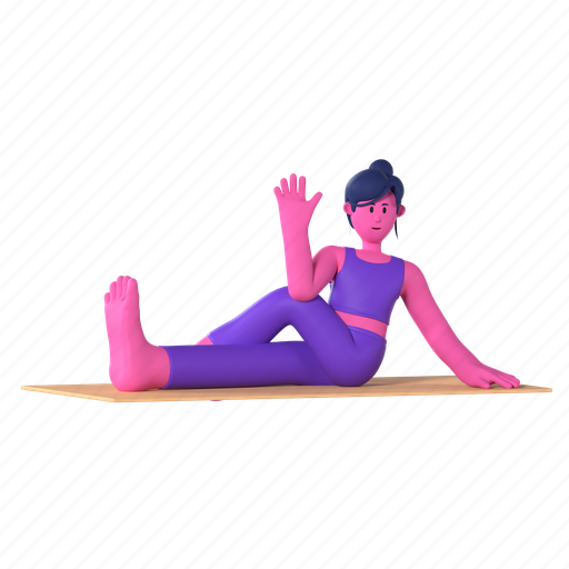 Seated spinal twist pose, ardha matsyendrasana, yoga, yoga pose, meditation, wellness, relaxation 3D illustration - Download on Iconfinder