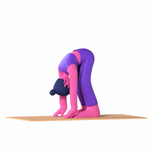 Standing forward bend pose, uttanasana, yoga, yoga pose, meditation, wellness, relaxation 3D illustration - Download on Iconfinder