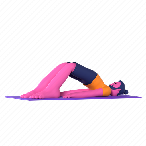 Bridge pose, setu bandha sarvangasana, yoga, yoga pose, meditation, wellness, relaxation 3D illustration - Download on Iconfinder
