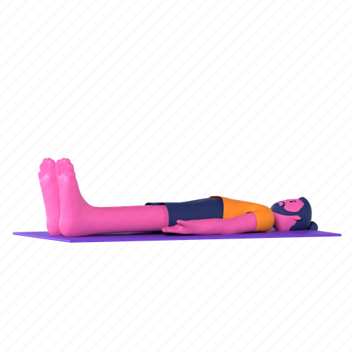 Corpse pose, savasana, yoga, yoga pose, meditation, wellness, relaxation 3D illustration - Download on Iconfinder
