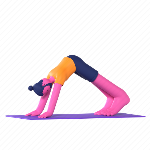Downward facing dog pose, adho mukha svanasana, yoga, yoga pose, meditation, wellness, relaxation 3D illustration - Download on Iconfinder