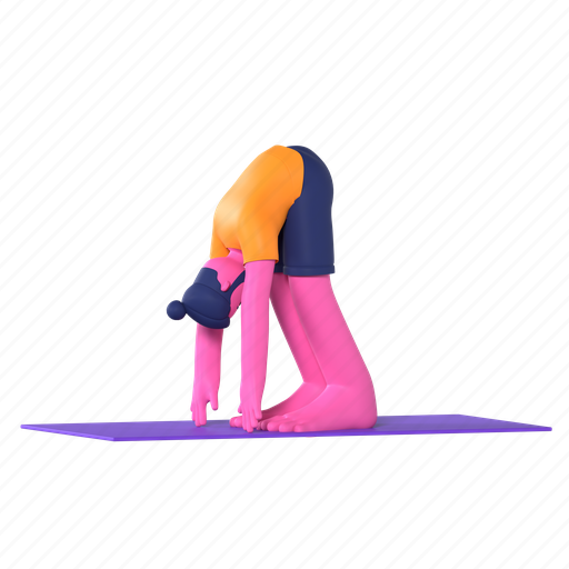 Standing forward bend pose, uttanasana, yoga, yoga pose, meditation, wellness, relaxation 3D illustration - Download on Iconfinder