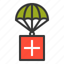 airdrop, army, delivery, military, parachute, supply