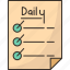 daily, goal, planning, schedule, task 