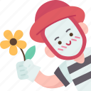 mime, flower, give, expression, entertainer