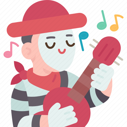 Mime, guitar, playing, performance, fun icon - Download on Iconfinder