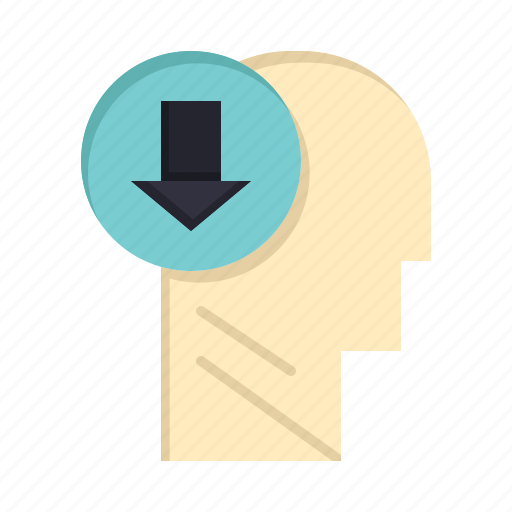 Arrow, down, head, human, knowledge icon - Download on Iconfinder
