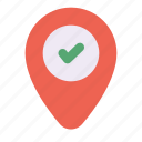 pin check, marker, location marker, verified location, verified location pointer, verified pointer
