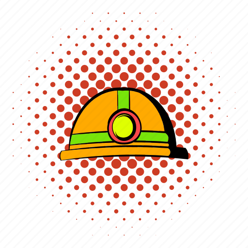 Coal, comics, flashlight, halftone, helmet, orange, red icon - Download on Iconfinder