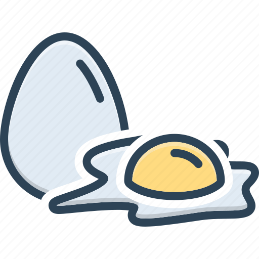 Egg, omelet, protein, broken, uncooked, unprepared, unripe icon - Download on Iconfinder