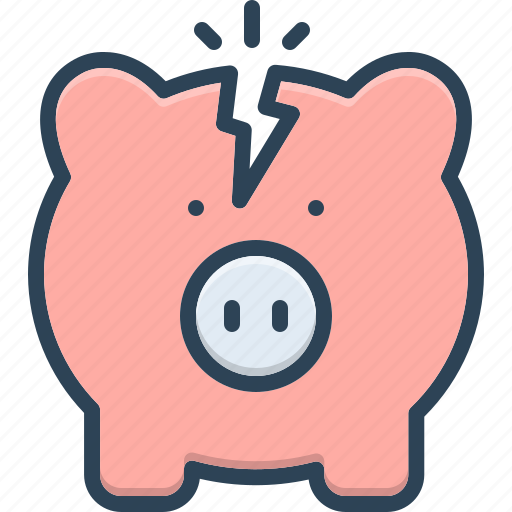 Poverty, indigence, penury, meanness, impoverishment, bankruptcy, piggy icon - Download on Iconfinder
