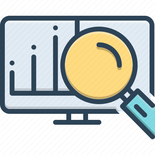 Actuarial, actuary, data, display, magnifying icon - Download on Iconfinder