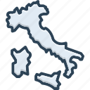 italia, map, country, destination, continent, europa, frontier