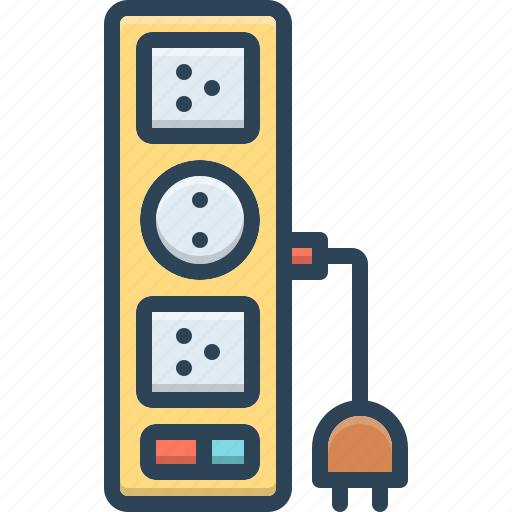 Strip, electric, cable, extension, plug, socket, power strip icon - Download on Iconfinder