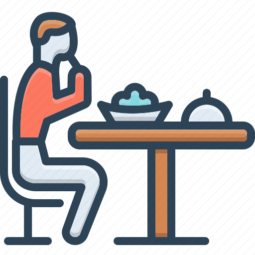 Breakfast, eat, food, person, restaurant, swallow, table icon - Download on Iconfinder