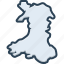 wales, england, cardiff, map, border, contour, country 