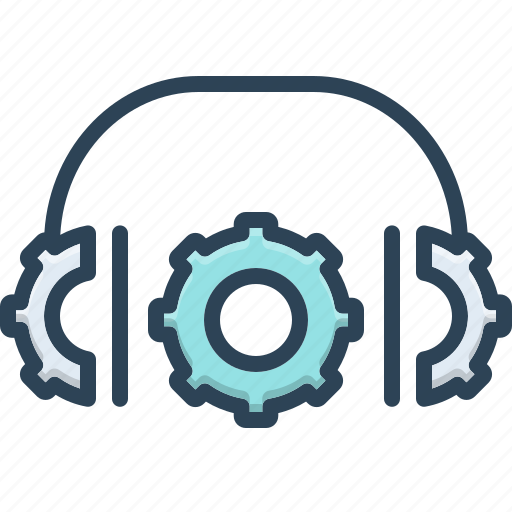 Cogwheel, headphones, maintenance, operator, service icon - Download on Iconfinder