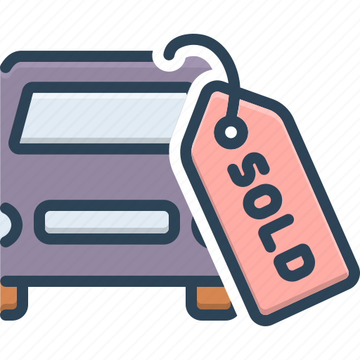 Sold, car, automobile, deal, disposal, price, label icon - Download on Iconfinder