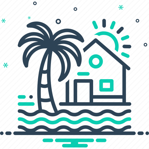 Beach house, coastal, house, maldives, ocean, resort, tree icon - Download on Iconfinder