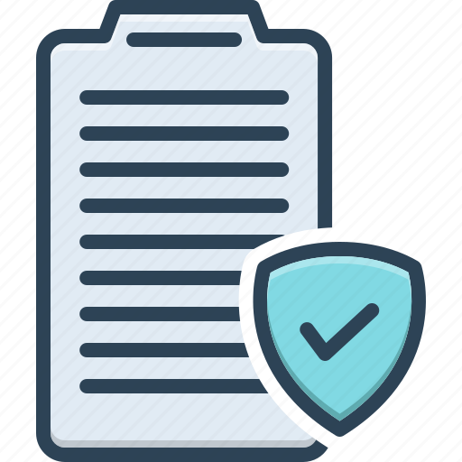 Policies, insurance, guideline, regulation, document, agreement, checkmark icon - Download on Iconfinder