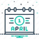 april, calendar, date, number, week, month, time, diary