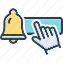 subscribe, bell, finger, indicates, alert, notification, doorbell