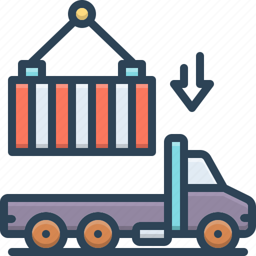 Imports, logistics, cargo, transport, export, port crane, container loading icon - Download on Iconfinder