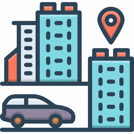 Adjacent, near, nearest, nigh, nearby, building, abutting icon - Download on Iconfinder
