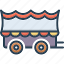 covered, wagon, cart, lorry, vehicle, caravan, journey, carriage