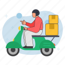 scooter, logistics, delivery, package, parcel, cargo, transport, box, gift