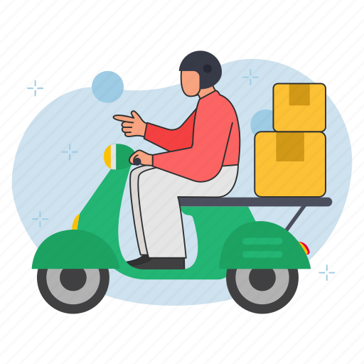 Scooter, logistics, delivery, package, parcel, cargo, transport icon - Download on Iconfinder
