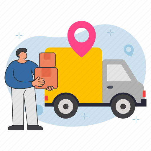 Professional, shipping, truck, transport, logistics, delivery, location illustration - Download on Iconfinder