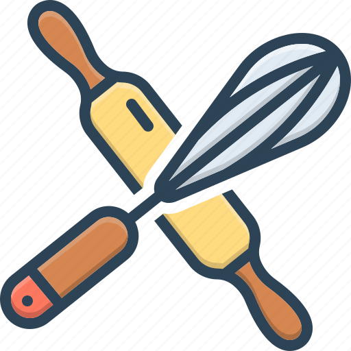 Bake, bakery, crossed rolling pin and whisk, dishware, kitchen, object, roller icon - Download on Iconfinder