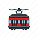 railroad, red, tramway, transport, vehicle icon