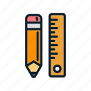 education, pencil, pencil and ruler, ruler ico
