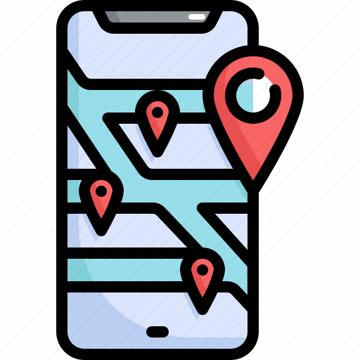 Mobile, navigation, app, location, map, application, gps icon - Download on Iconfinder