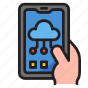 mobilephone, smartphone, application, hand, cloud