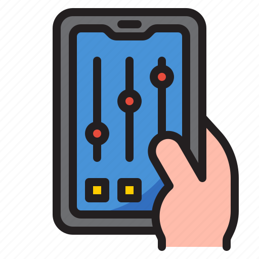 Mobilephone, smartphone, application, hand, control icon - Download on Iconfinder