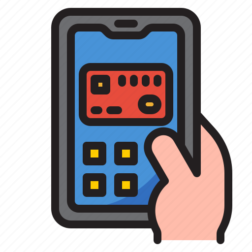 Mobilephone, smartphone, application, hand, credit, card icon - Download on Iconfinder