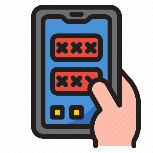 Mobilephone, smartphone, application, hand, password icon - Download on Iconfinder