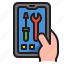 mobilephone, smartphone, application, wrench, tool 