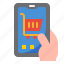 mobilephone, smartphone, application, cart, shopping 