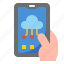 mobilephone, smartphone, application, hand, cloud 