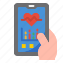 mobilephone, smartphone, application, hand, heart, rate